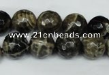 CAG1540 15.5 inches 12mm faceted round fire crackle agate beads