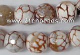 CAG1545 15.5 inches 14mm faceted round fire crackle agate beads