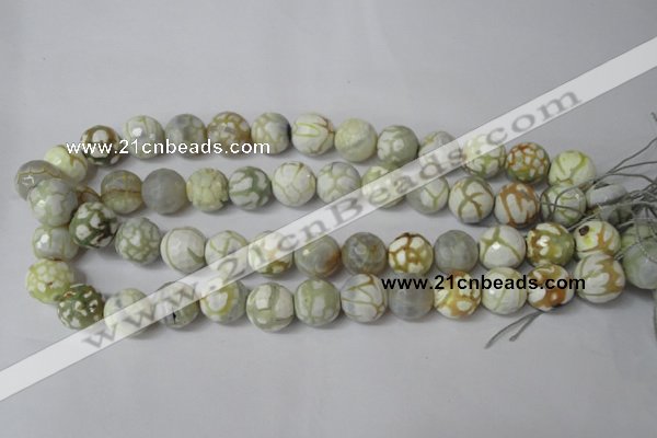 CAG1546 15.5 inches 14mm faceted round fire crackle agate beads