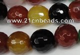 CAG1548 15.5 inches 14mm faceted round fire crackle agate beads