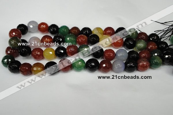 CAG1548 15.5 inches 14mm faceted round fire crackle agate beads