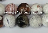 CAG1551 15.5 inches 14mm faceted round fire crackle agate beads