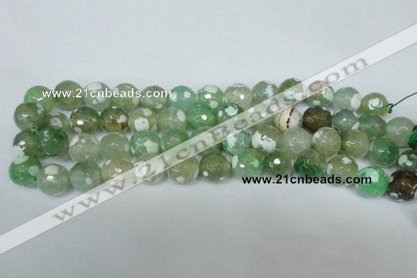 CAG1552 15.5 inches 14mm faceted round fire crackle agate beads