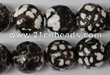 CAG1556 15.5 inches 16mm faceted round fire crackle agate beads