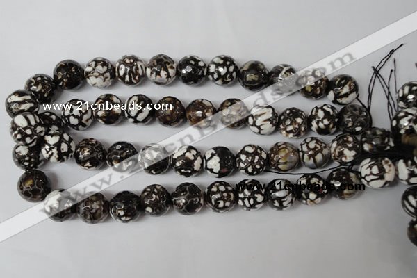 CAG1556 15.5 inches 16mm faceted round fire crackle agate beads