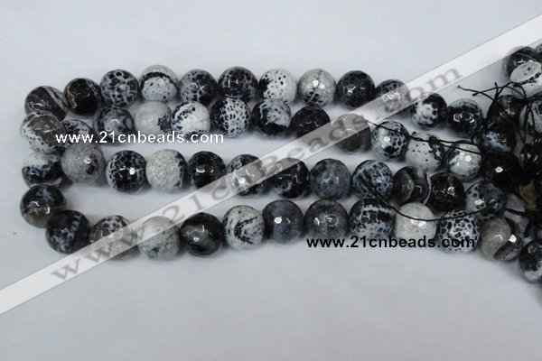 CAG1559 15.5 inches 16mm faceted round fire crackle agate beads