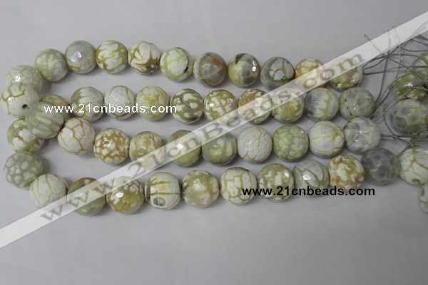 CAG1565 15.5 inches 18mm faceted round fire crackle agate beads