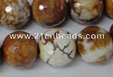 CAG1566 15.5 inches 18mm faceted round fire crackle agate beads