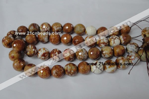 CAG1566 15.5 inches 18mm faceted round fire crackle agate beads