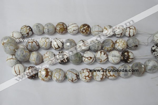 CAG1567 15.5 inches 18mm faceted round fire crackle agate beads