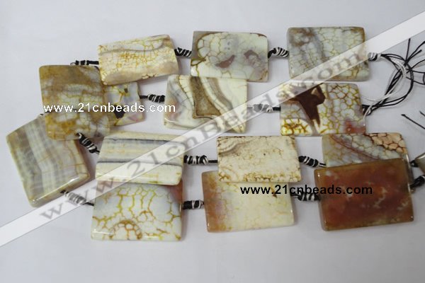 CAG1573 15.5 inches 30*40mm rectangle fire crackle agate beads