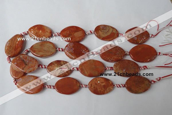 CAG1590 15.5 inches 20*30mm twisted oval fire crackle agate beads