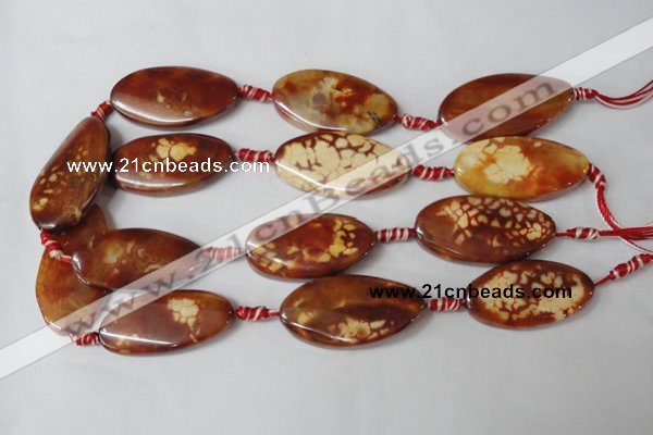 CAG1591 15.5 inches 22*38mm twisted oval fire crackle agate beads