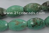 CAG1607 15.5 inches 13*20mm faceted rice green grass agate beads