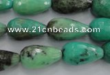 CAG1610 15.5 inches 12*20mm faceted teardrop green grass agate beads