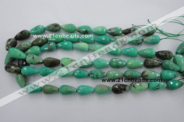 CAG1610 15.5 inches 12*20mm faceted teardrop green grass agate beads