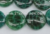 CAG1624 15.5 inches 20mm flat round peafowl agate gemstone beads