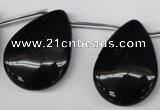 CAG1632 Top-drilled 25*32mm flat teardrop black agate gemstone beads