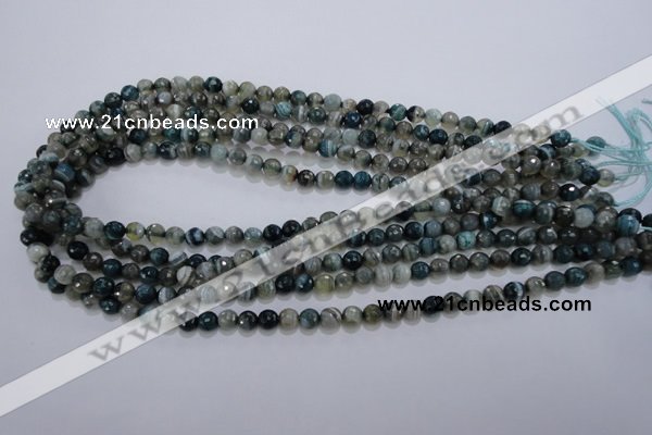 CAG1635 15.5 inches 6mm faceted round blue agate gemstone beads