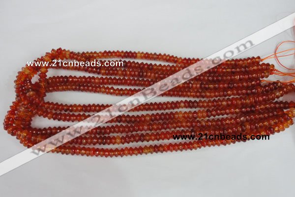 CAG1645 15.5 inches 3*6mm rondelle red agate gemstone beads