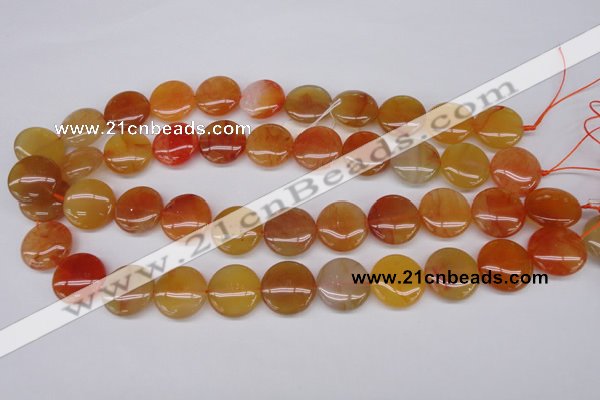 CAG1649 15.5 inches 18mm flat round red agate gemstone beads