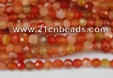 CAG1654 15.5 inches 4mm faceted round red agate gemstone beads