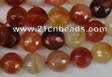 CAG1657 15.5 inches 10mm faceted round red agate gemstone beads