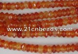 CAG1663 15.5 inches 3*6mm faceted rondelle red agate gemstone beads