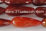 CAG1667 15.5 inches 10*30mm faceted teardrop red agate gemstone beads