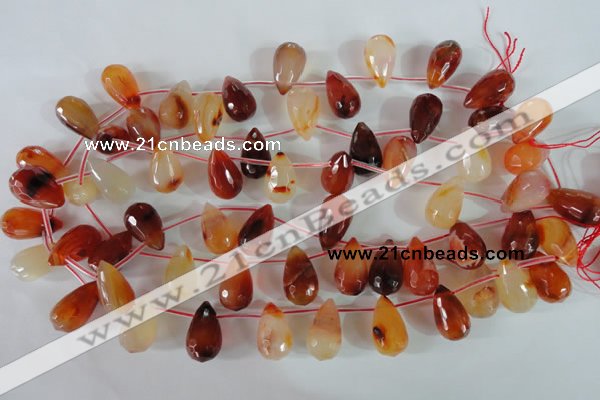 CAG1669 Top-drilled 13*18mm faceted teardrop red agate gemstone beads