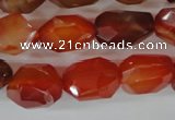 CAG1673 15.5 inches 14*18mm faceted nuggets red agate gemstone beads