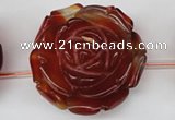 CAG1682 15.5 inches 38mm carved flower red agate gemstone beads