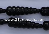 CAG1697 15.5 inches 10*35mm carved teardrop black agate beads