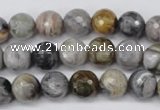 CAG1750 15.5 inches 8mm faceted round silver needle agate beads