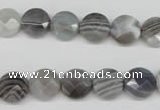 CAG1762 15.5 inches 10mm faceted coin Chinese botswana agate beads