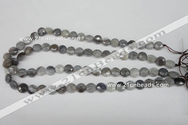 CAG1762 15.5 inches 10mm faceted coin Chinese botswana agate beads