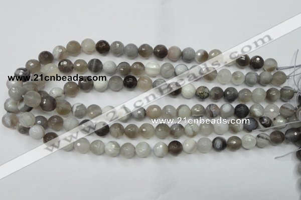 CAG1802 15.5 inches 8mm faceted round grey botswana agate beads