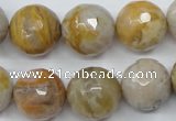 CAG1835 15.5 inches 16mm faceted round bamboo leaf agate beads