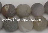 CAG1841 15.5 inches 16mm round matte druzy agate beads whholesale