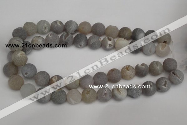 CAG1841 15.5 inches 16mm round matte druzy agate beads whholesale