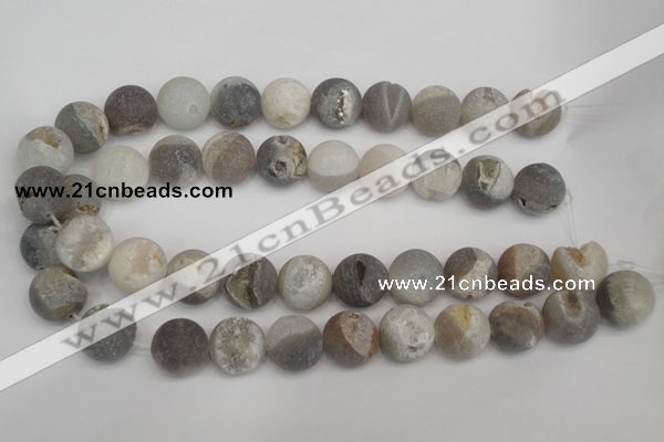 CAG1842 15.5 inches 18mm round matte druzy agate beads whholesale