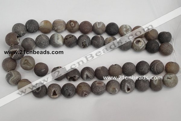 CAG1845 15.5 inches 16mm round matte druzy agate beads whholesale