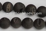 CAG1848 15.5 inches 14mm round matte druzy agate beads whholesale