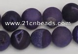 CAG1852 15.5 inches 14mm round matte druzy agate beads whholesale