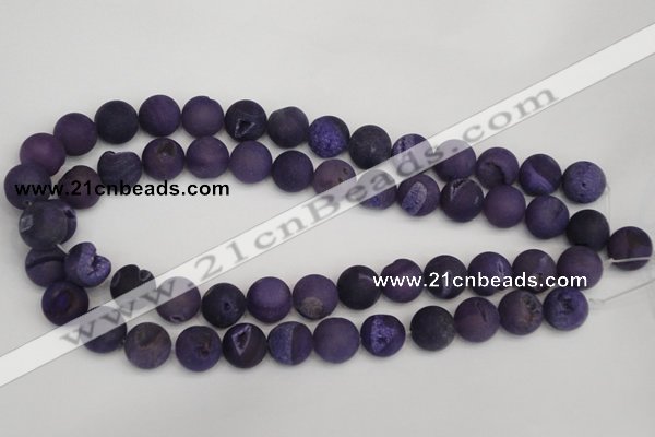 CAG1852 15.5 inches 14mm round matte druzy agate beads whholesale