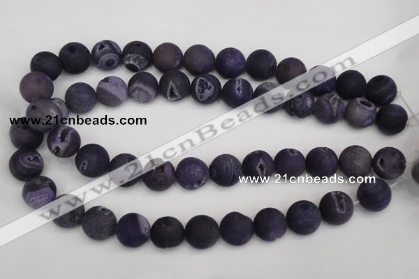 CAG1853 15.5 inches 16mm round matte druzy agate beads whholesale