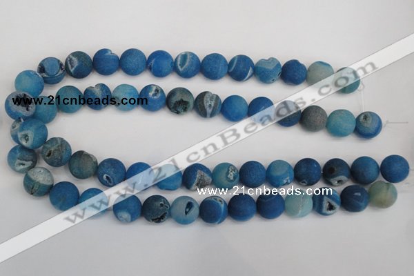 CAG1856 15.5 inches 14mm round matte druzy agate beads whholesale