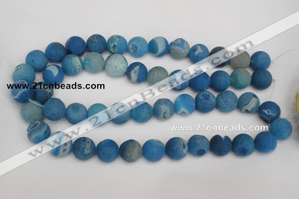 CAG1857 15.5 inches 16mm round matte druzy agate beads whholesale