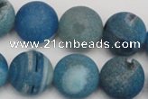 CAG1858 15.5 inches 18mm round matte druzy agate beads whholesale