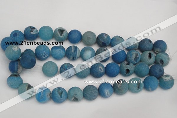 CAG1858 15.5 inches 18mm round matte druzy agate beads whholesale